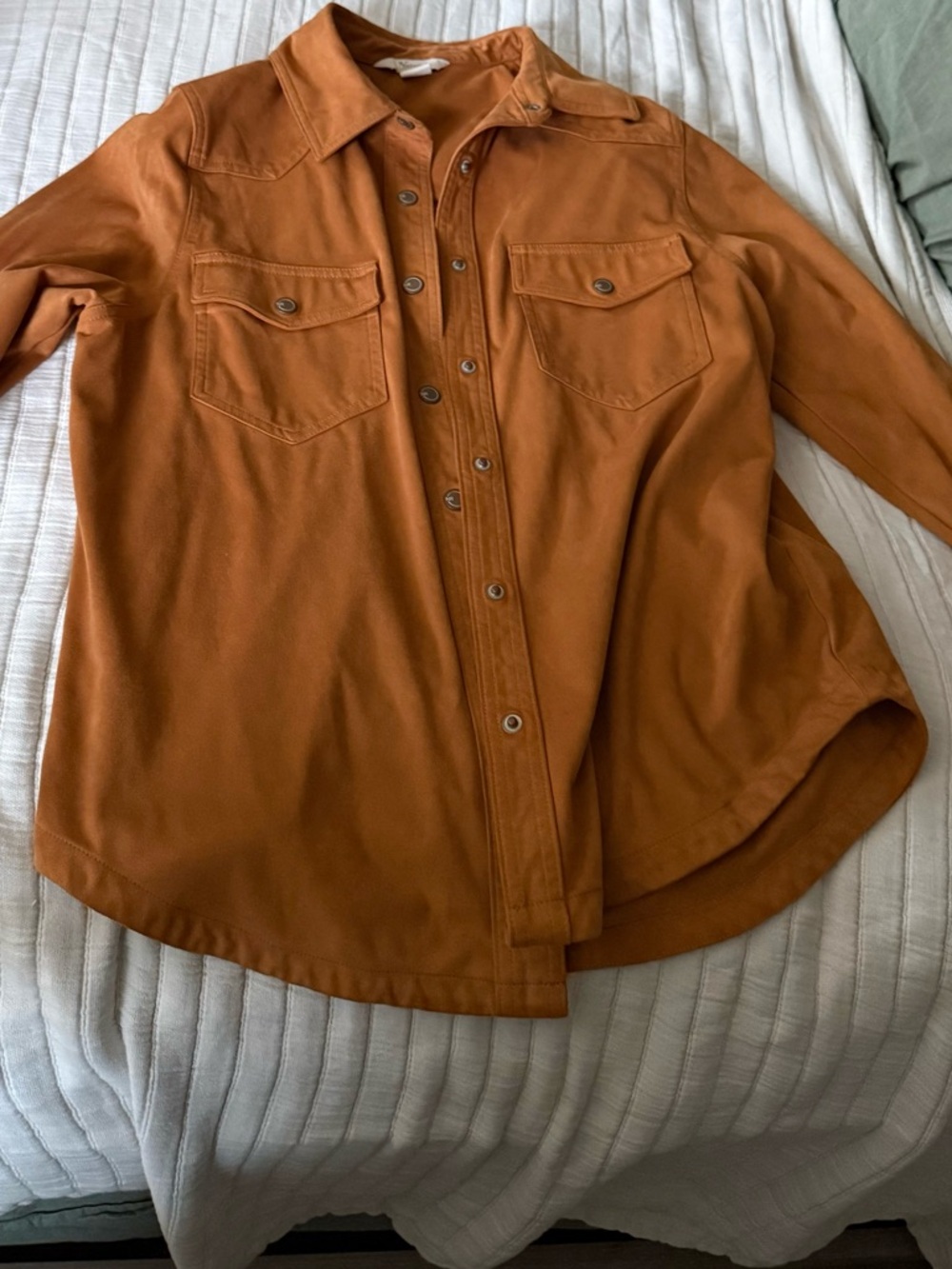 Rust Button-Front Shirt Jacket